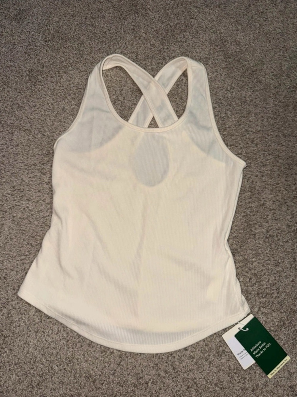 HALARA Cream Ribbed Crossback Tank